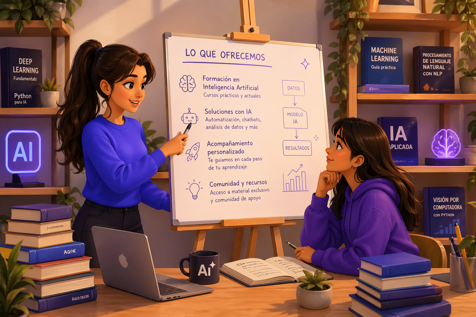 Presentación visual sobre lo que ofrece The AI Academy